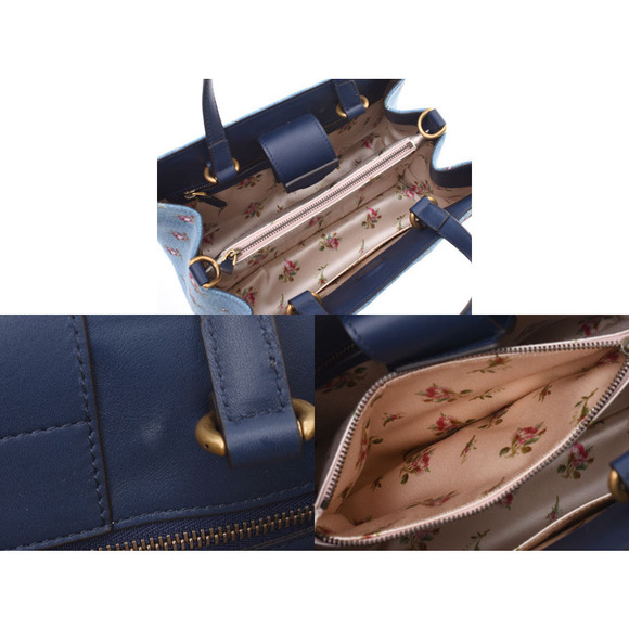 Gucci GG Marmont Handbag Flower Blue Denim Leather Strap - Picture 8 of 9